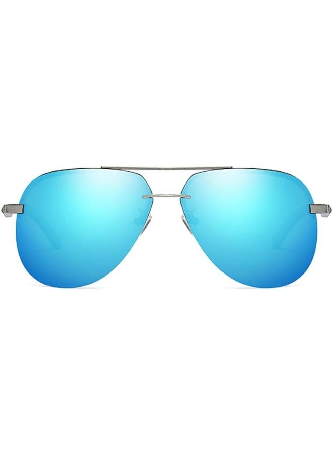 NALANDA Polarized Aviator Sunglasses With UV400 Mirrored Lens Metal Frame, Double Bridges Men's Women's Glasses For Outdoor Travel Driving Daily Use Etc.(Blue-143)- M - Image 2