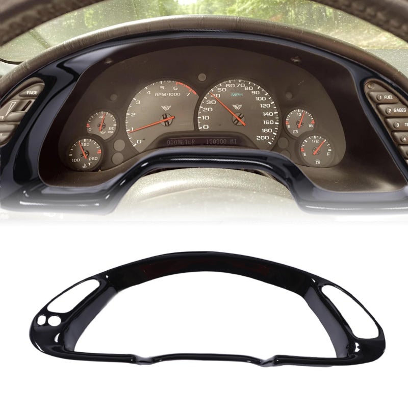 Dash Board Instrument Panel Dial Trim Cover Frame Compatible with Chevrolet Corvette C5 19982004 Center Console Dashboard Panel Trim Cover Frame Interior Accessories Glossy Black