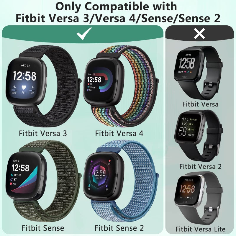 Bcuckood Nylon Loop Compatible with Fitbit Sense 2/Fitbit Sense/Fitbit Versa 4/Fitbit Versa 3 Bands, Women Men Soft Nylon Adjustable Breathable Strap Solo Loop Replacement Wristband - Image 5