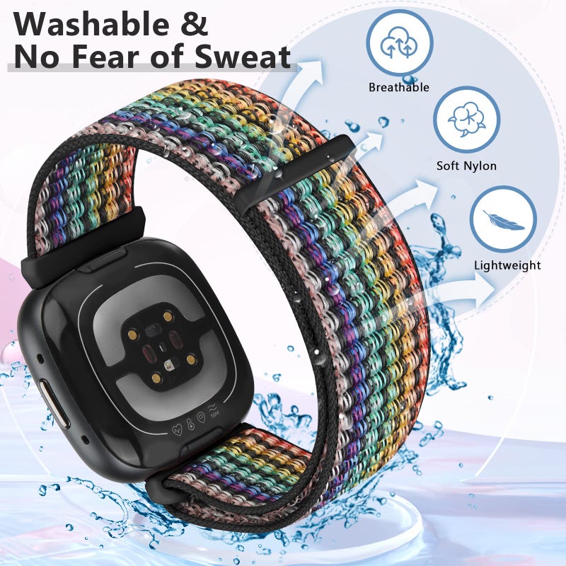 Bcuckood Nylon Loop Compatible with Fitbit Sense 2/Fitbit Sense/Fitbit Versa 4/Fitbit Versa 3 Bands, Women Men Soft Nylon Adjustable Breathable Strap Solo Loop Replacement Wristband - Image 4