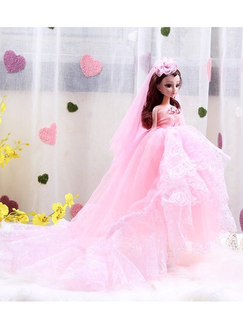 45cm Barbie Doll Wedding doll Lace Wedding Dress Drag Doll Pink