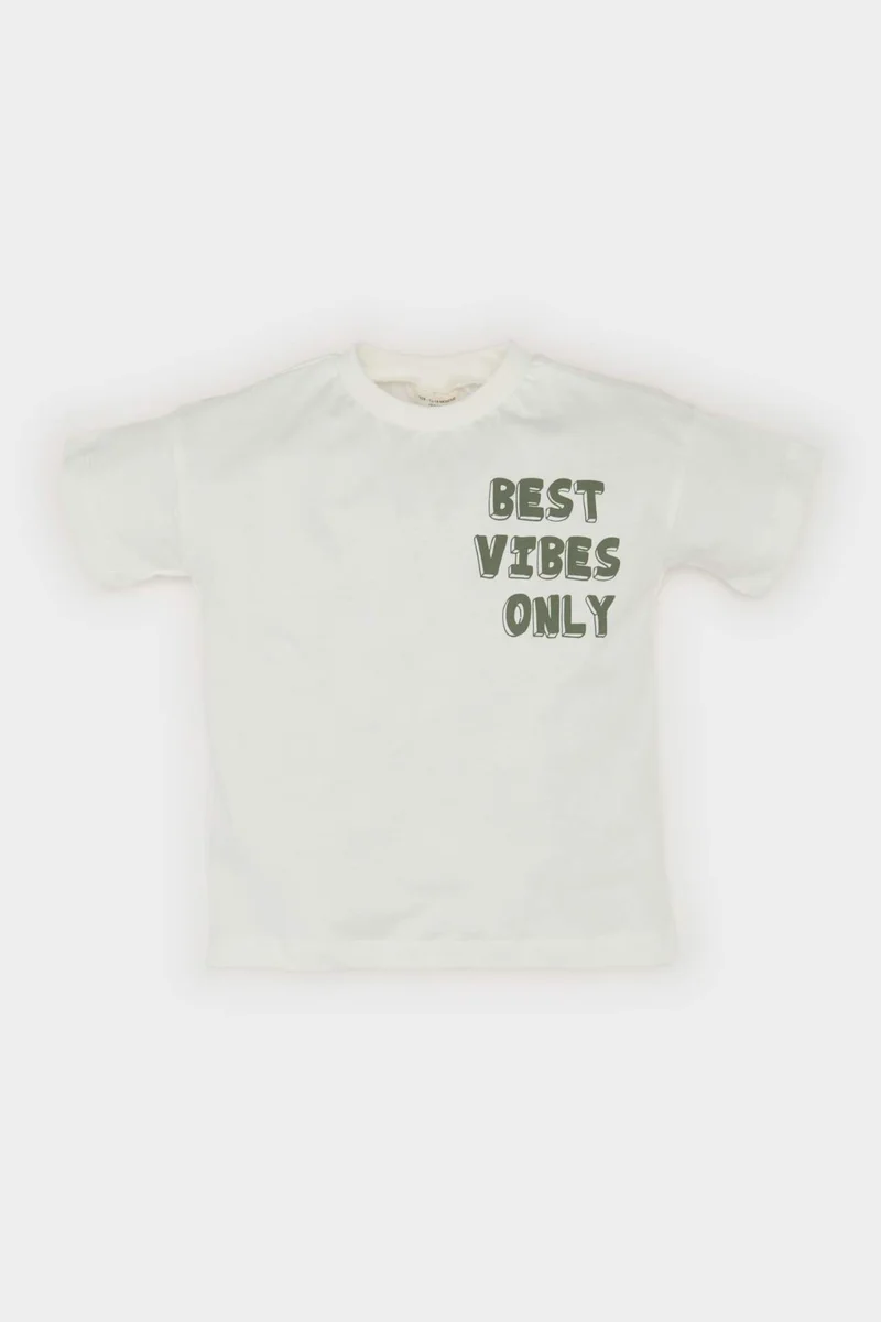 ديفاكتو Baby Boy Slogan Printed Short Sleeve 2 Piece Set