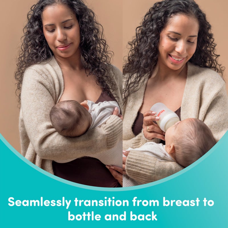 NUK زجاجة NUK Perfect Match ببطء تدفق 2 في 1 طبيعية ومضادة للمغص، 5 أونصات، عبوة من 2، خالية من BPA - Image 5