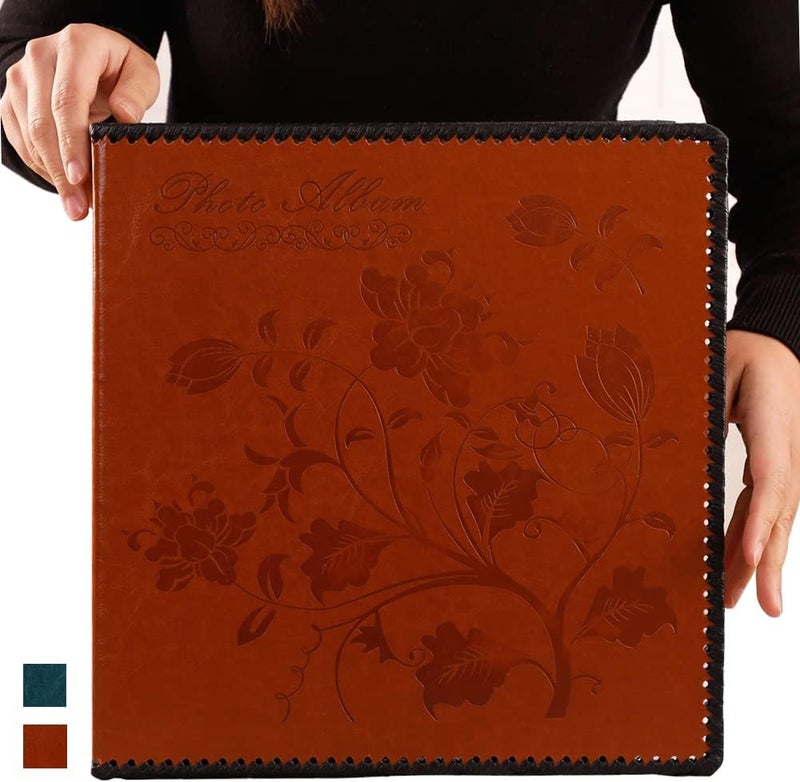 TOTOCAN Photo Album Self Adhesive Pages, Huge Magnetic Self-Stick Picture Album with Leather Vintage Inspired Cover, Hand Made DIY Albums Holds 3X5, 4X6, 5X7, 6X8, 8X10, 10X12 Photos (Brown 80 Pages) - Image 1