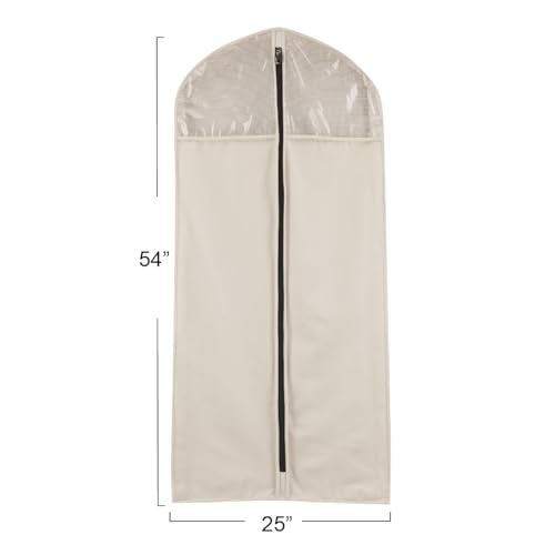 Household Essentials 3392-1 Cedarline Collection Hanging Garment Bag | Dress and Suit Protector | Natural Cotton Canvas,Off-White - Image 2