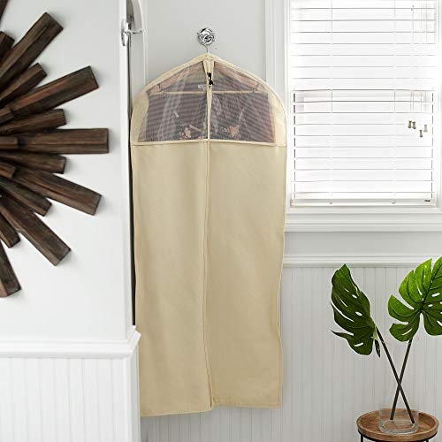Household Essentials 3392-1 Cedarline Collection Hanging Garment Bag | Dress and Suit Protector | Natural Cotton Canvas,Off-White - Image 4