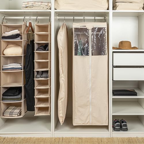Household Essentials 3392-1 Cedarline Collection Hanging Garment Bag | Dress and Suit Protector | Natural Cotton Canvas,Off-White - Image 3