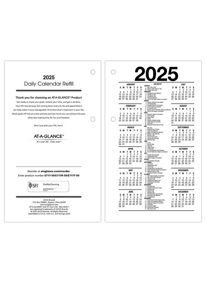 AT-A-GLANCE AT-A-GLANCE 2025 Desk Calendar Refill, Daily, 3-1/2" x 6", Standard, Loose-Leaf (E7175025)  - Image 2