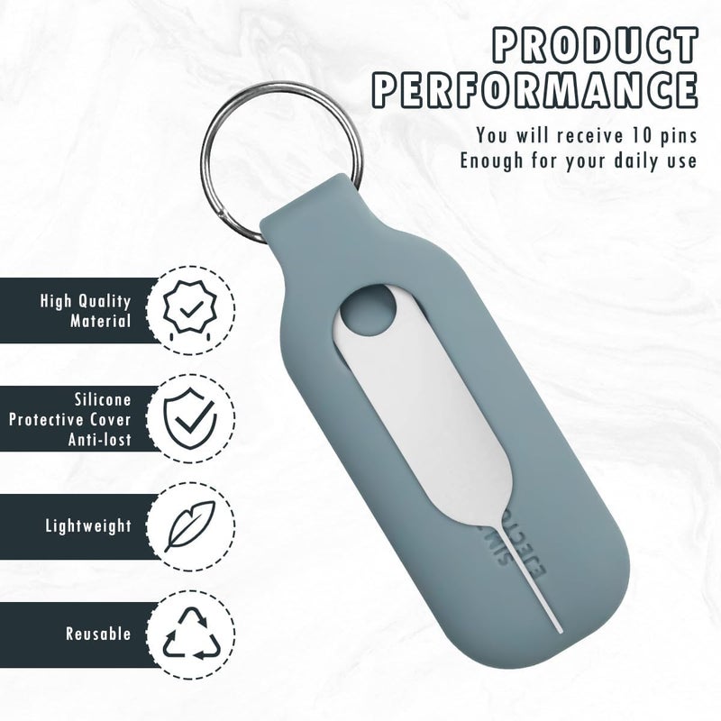 OneNine SIM Card Removal Tool, 10pcs Sim Card Tray Pin Eject Removal Tools Needles Opener with SIM Tray Ejector Case Protector & Keychain Charm for iPhone, for Samsung & Other Smart Phones (Grey) - Image 2