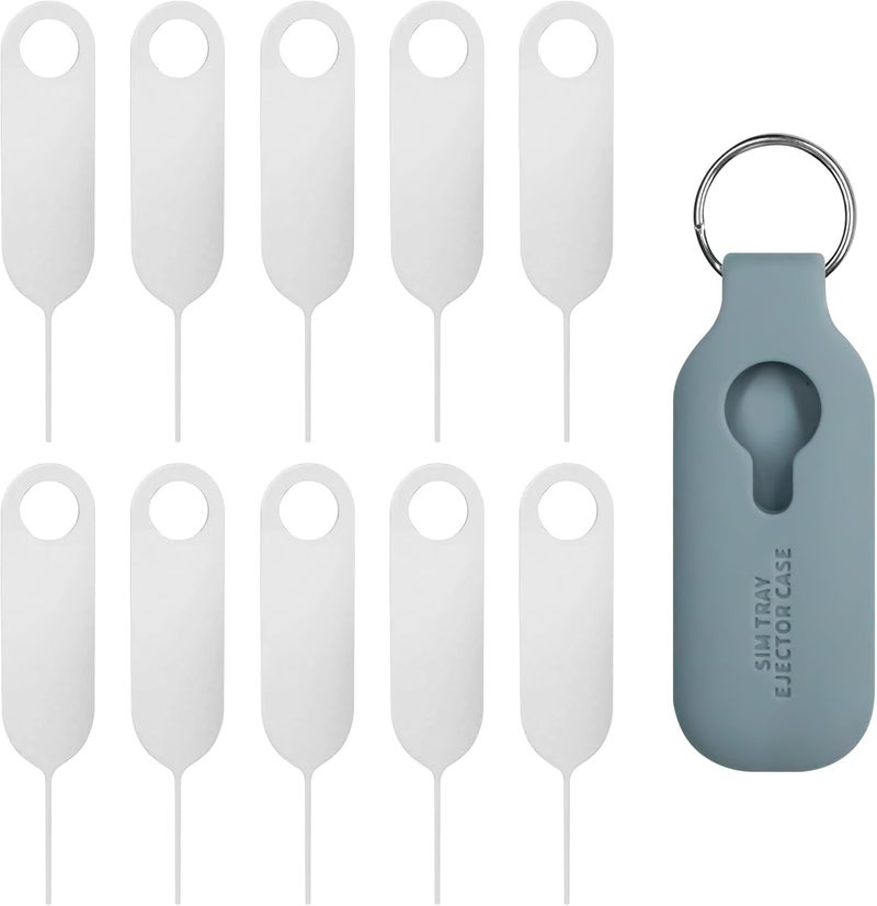 OneNine SIM Card Removal Tool, 10pcs Sim Card Tray Pin Eject Removal Tools Needles Opener with SIM Tray Ejector Case Protector & Keychain Charm for iPhone, for Samsung & Other Smart Phones (Grey) - Image 1