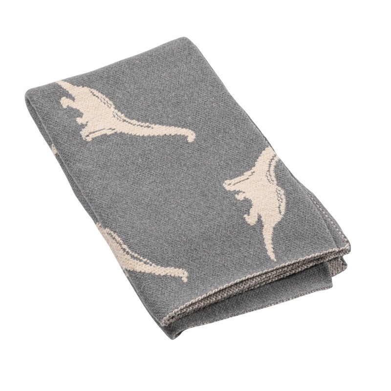 Creative Co-Op Cotton Knit Baby Blanket with Dinosaurs, 40" L x 32" W - Image 1