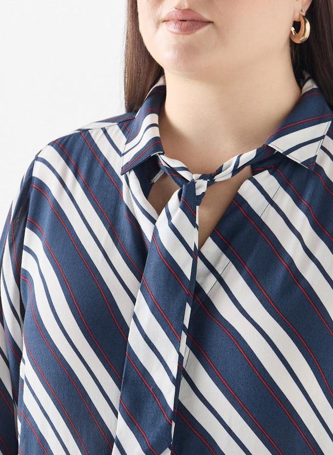  أولا بوبكن قميص مقاس كبير مخطط بتفاصيل رباط من أولا بوبكن - Image 4