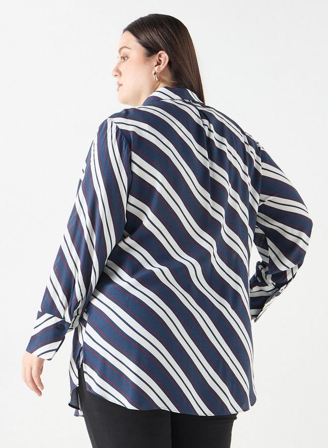  أولا بوبكن قميص مقاس كبير مخطط بتفاصيل رباط من أولا بوبكن - Image 3