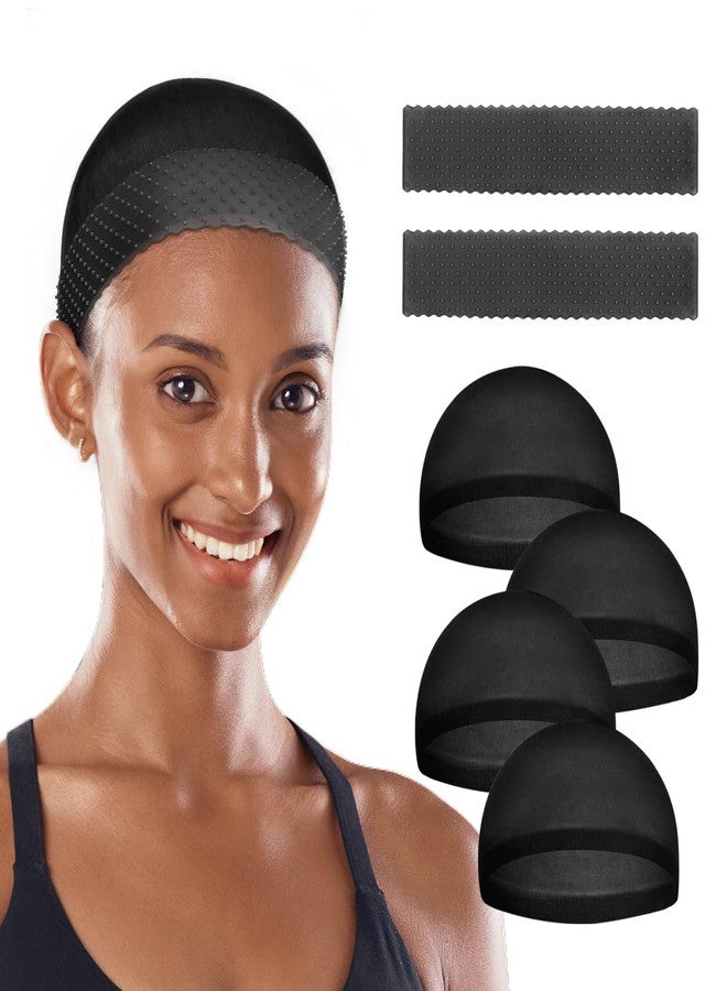 Yuest 2 Pcs Wig Grip Cap for Glueless,Silicone Headband for Women Lace Front,Non Slip Wig Gripper Headband (Black) - Image 1
