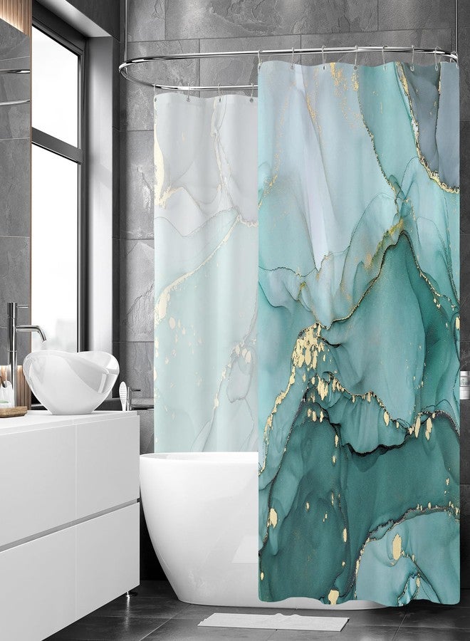 BayNook Extra Wide Marble Shower Curtain 108 x 72, Turquoise Abstract Shower Curtains for Claw Foot Tub, Modern Luxury 108 inch Long Shower Curtain Set with 18 Pack Plastic C-Hooks - Image 2