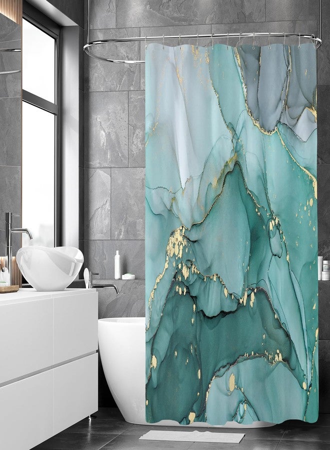 BayNook Extra Wide Marble Shower Curtain 108 x 72, Turquoise Abstract Shower Curtains for Claw Foot Tub, Modern Luxury 108 inch Long Shower Curtain Set with 18 Pack Plastic C-Hooks - Image 3