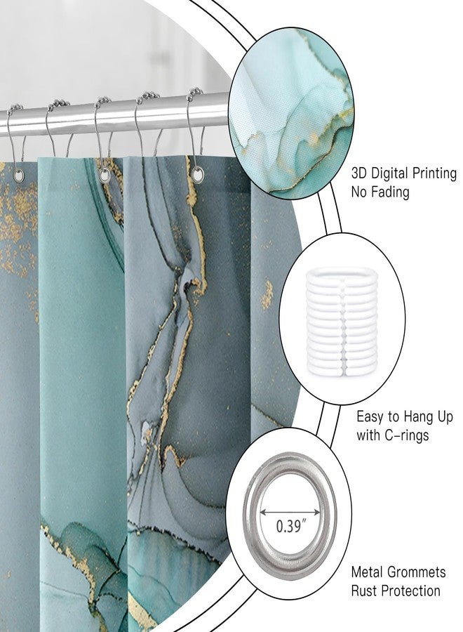BayNook Extra Wide Marble Shower Curtain 108 x 72, Turquoise Abstract Shower Curtains for Claw Foot Tub, Modern Luxury 108 inch Long Shower Curtain Set with 18 Pack Plastic C-Hooks - Image 5
