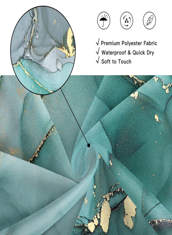 BayNook Extra Wide Marble Shower Curtain 108 x 72, Turquoise Abstract Shower Curtains for Claw Foot Tub, Modern Luxury 108 inch Long Shower Curtain Set with 18 Pack Plastic C-Hooks - Image 4