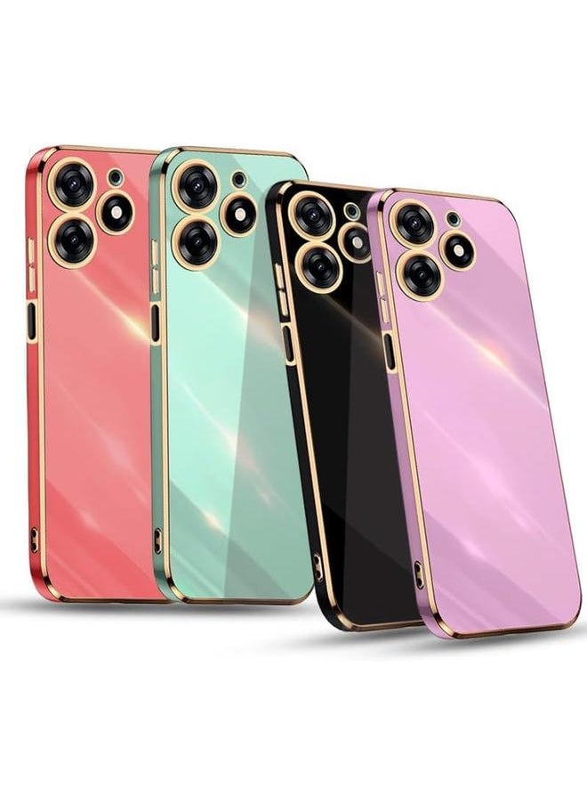 erorex - Electroplating Straight Edge Soft Shell Compatible With Tecno Spark 10 Pro 5G Anti Drop Anti Fall Phone Back Cover Protect Case Black - Image 1