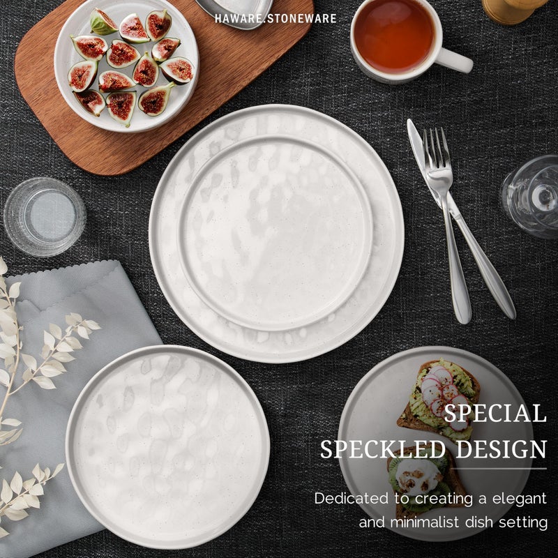 HaWare Dinnerware Sets, 6-Piece Plates and Bowls Set, Stoneware Dish Set for 2, Ceramic Dinnerware for Home Restaurant, Chip and Scratch Resistant, Microwave and Dishwasher Safe, Speckled White - Image 4