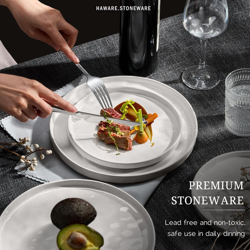 HaWare Dinnerware Sets, 6-Piece Plates and Bowls Set, Stoneware Dish Set for 2, Ceramic Dinnerware for Home Restaurant, Chip and Scratch Resistant, Microwave and Dishwasher Safe, Speckled White - Image 5