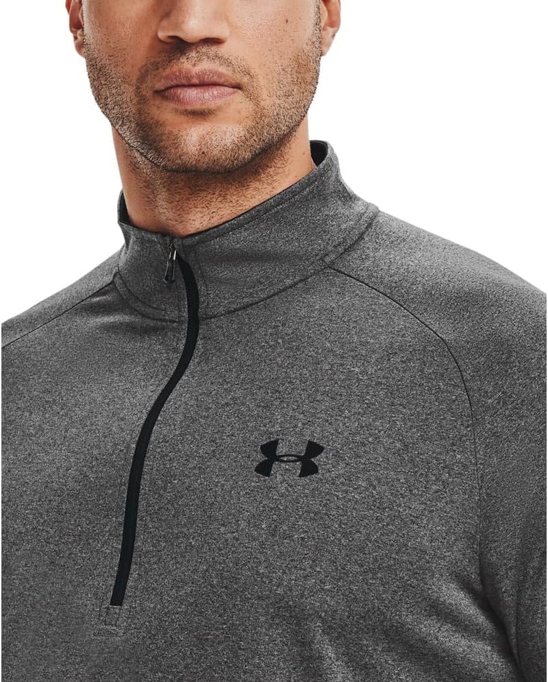 UNDER ARMOUR تي شيرت طويل الأكمام برباط نصفي للرجال من أندر أرمور 2.0، كربون هذر/فحم، حجم 3X-كبير طويل - Image 4