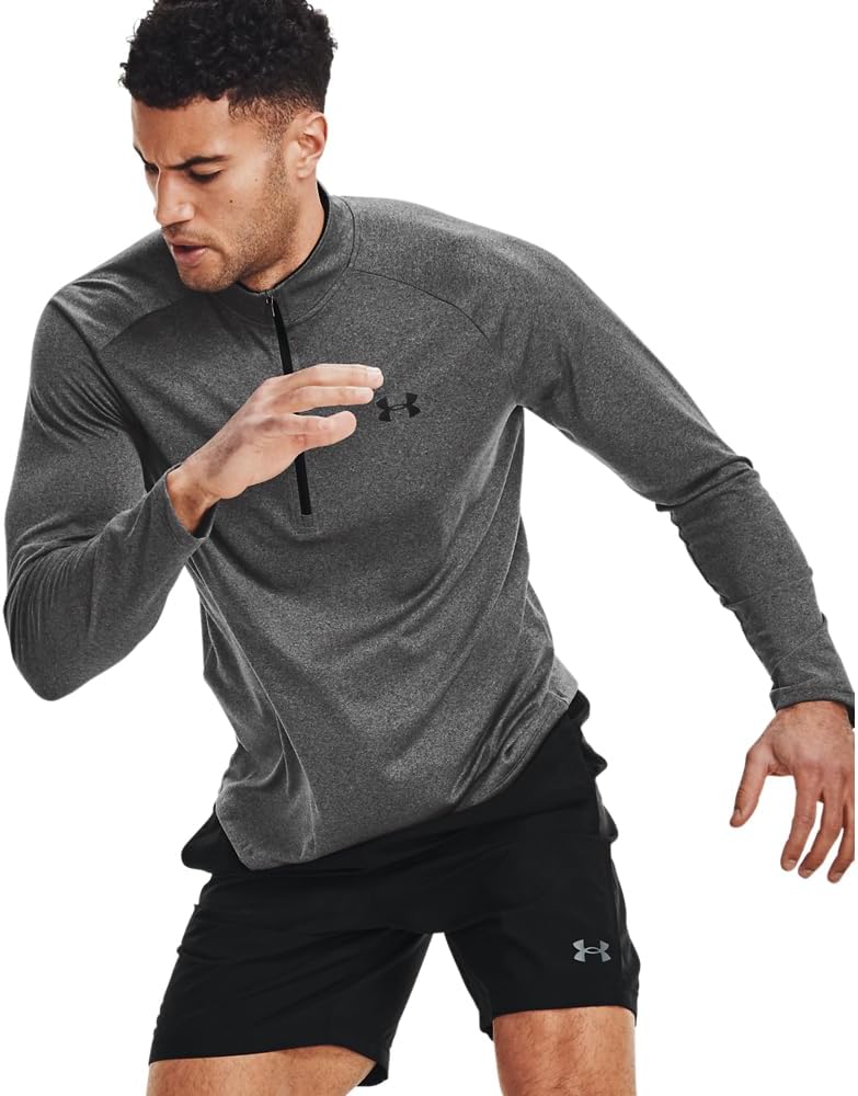UNDER ARMOUR تي شيرت طويل الأكمام برباط نصفي للرجال من أندر أرمور 2.0، كربون هذر/فحم، حجم 3X-كبير طويل - Image 5