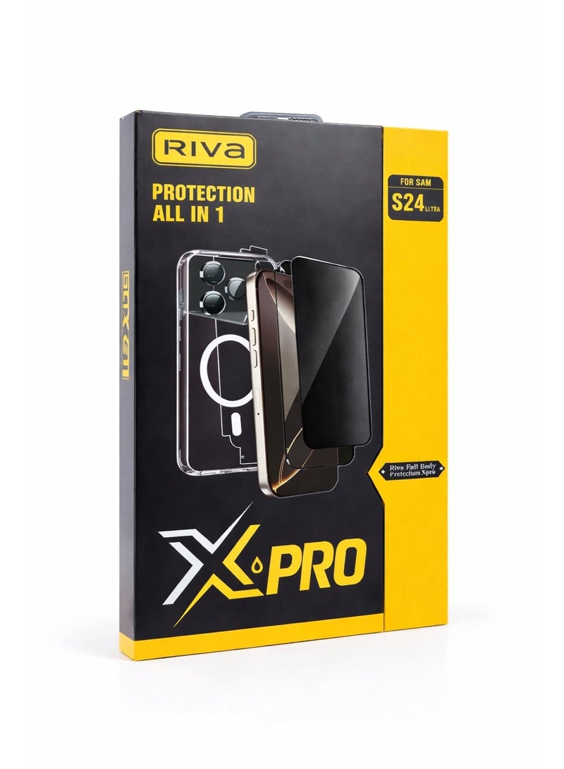 ريفا مجموعة حماية الهاتف المحمول RIVA X-PRO 8 في 1 لهاتف سامسونج S24 ألترا، غطاء MagSafe، واقي شاشة للخصوصية، واقي عدسة الكاميرا من الزجاج عالي الدقة، مجموعة حماية كاملة - Image 1