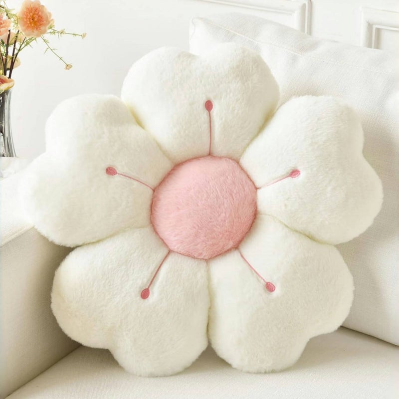 Pink Floral Daisy Plush Throw Pillow 50 Cm Soft Cozy Decorative Cushion for Bed Sofa - Image 2