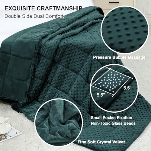 Alomidds Weighted Blanket, Luxury Velvet Heavy Blankets for Adults and Kids,Warm and Breathable Soft and Comfort Minky, Gravity Blanket with Glass Beads (48"x72",12lbs Twin Size - Green) - Image 2