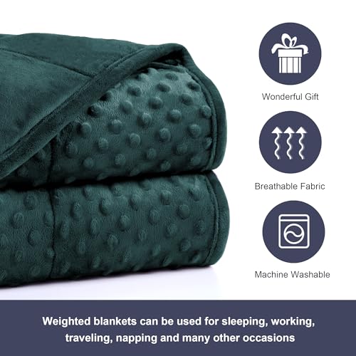 Alomidds Weighted Blanket, Luxury Velvet Heavy Blankets for Adults and Kids,Warm and Breathable Soft and Comfort Minky, Gravity Blanket with Glass Beads (48"x72",12lbs Twin Size - Green) - Image 4