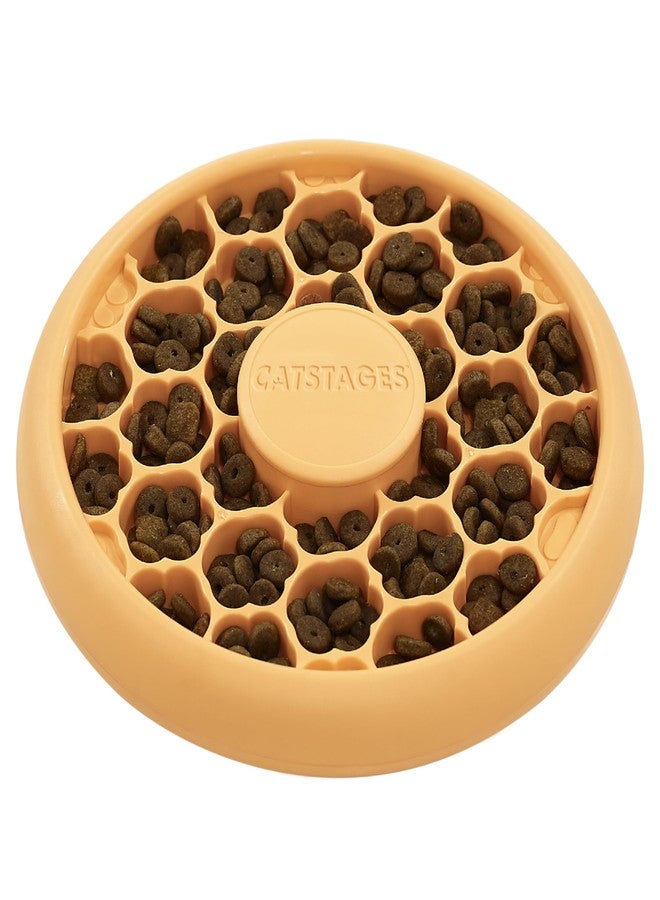 Catstages Cat Slow Feeder Bowl for Indoor Cats, Stimulating Treat Puzzle Toy, Dry or Wet Food, 1/2 Cup Capacity, One Size, Orange - Image 1