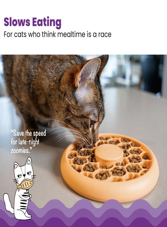 Catstages Cat Slow Feeder Bowl for Indoor Cats, Stimulating Treat Puzzle Toy, Dry or Wet Food, 1/2 Cup Capacity, One Size, Orange - Image 2