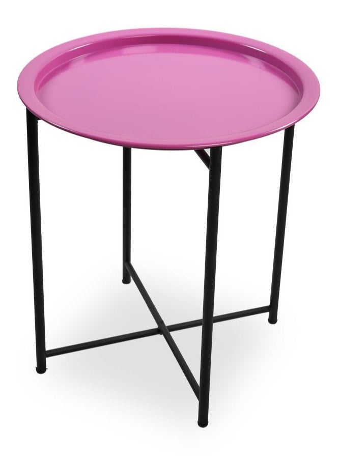FOLDABLE METAL TABLE CONSISTS OF ROUND TRAY AND BLACK STAND FOR THE LIVING ROOM (DIAMETER 46CM, HEIGHT 51CM) PINK COLOR - pzsku/Z35B688E5BDF1CC719463Z/45/_/1715790068/e03cfa68-56a1-48f0-b97a-d04aedf50640