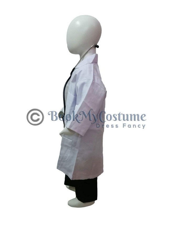 BookMyCostume BookMyCostume Doctor Physician White Coat with Stethoscope Medical Professional Community Helper Kids Fancy Dress Costume 5-6 years  - Image 4