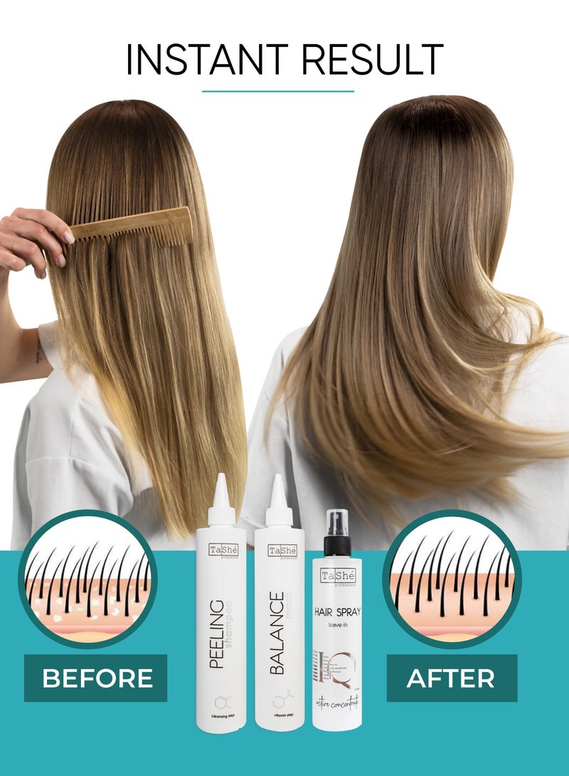 Tashe 3-in-1 Hair Care Set - Peeling Shampoo, Restorative Nourishing Mask & Thermal Protection Spray – Intensive Hydration, Scalp & Hair Treatment  - Image 5
