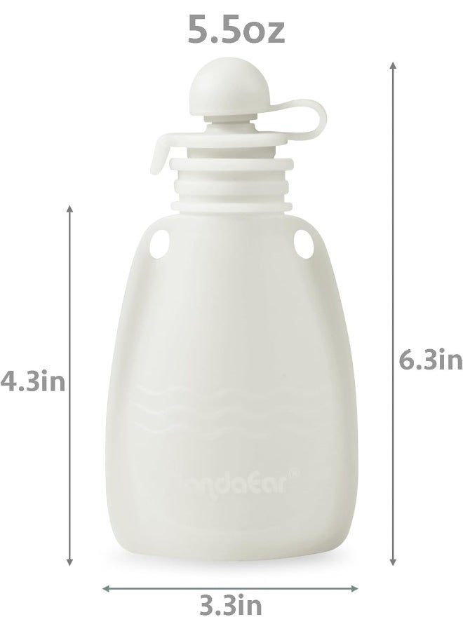 PandaEar حزم باندا إير 3 من أكياس الطعام السيليكون للأطفال، أكياس ضغط قابلة لإعادة الاستخدام للأطفال مع 3 ملاعق تغذية سيليكون، تخزين طعام الأطفال القابل لإعادة التعبئة خالي من BPA، 5.5 أونصة - Image 4