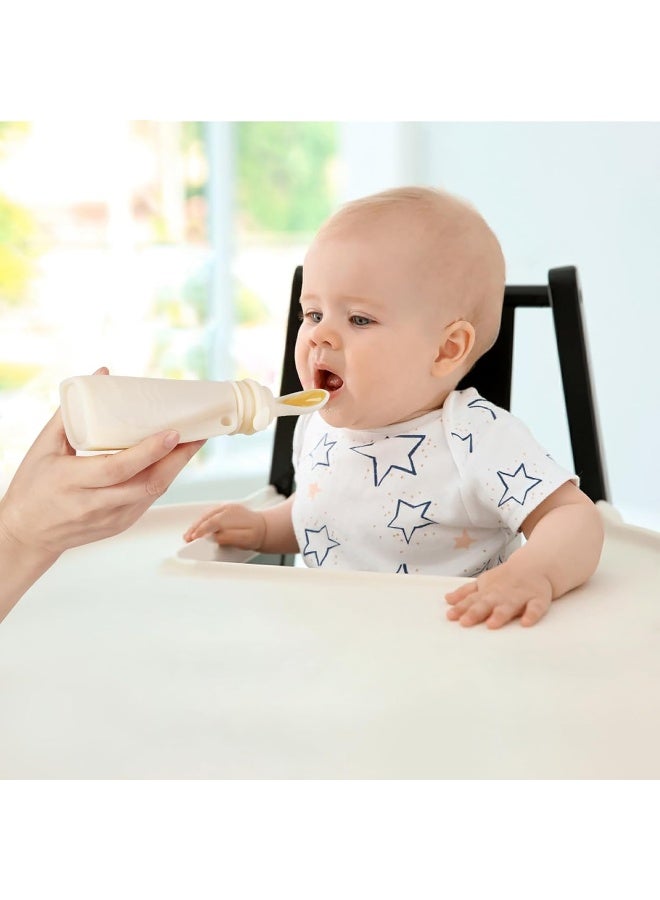 PandaEar حزم باندا إير 3 من أكياس الطعام السيليكون للأطفال، أكياس ضغط قابلة لإعادة الاستخدام للأطفال مع 3 ملاعق تغذية سيليكون، تخزين طعام الأطفال القابل لإعادة التعبئة خالي من BPA، 5.5 أونصة - Image 2