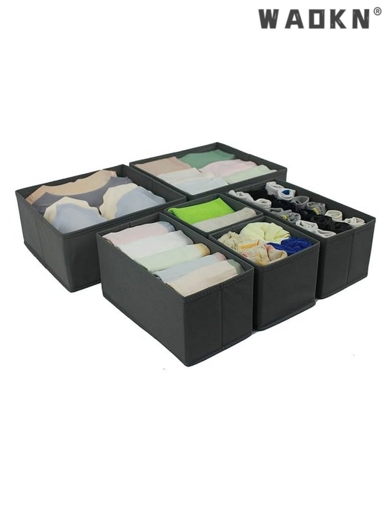 WAOKN 6-Piece Expanded Drawer Organizer Set: Versatile Foldable Closet Solution with Underwear Baskets & Cubes for Maximum Clothing Storage & Organization  - Image 1