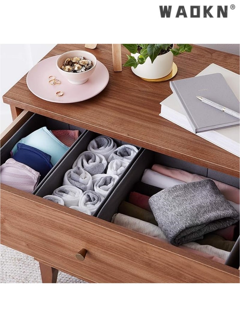WAOKN 6-Piece Expanded Drawer Organizer Set: Versatile Foldable Closet Solution with Underwear Baskets & Cubes for Maximum Clothing Storage & Organization  - Image 2