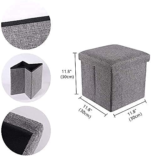 QIQI Cube Shape Sitting Stool with Storage Box Living Foldable Storage Bins Multipurpose Clothes Books and Toys Organizer with Cushion Seat Lid Size 30 X 30 X 30 cm - Image 3
