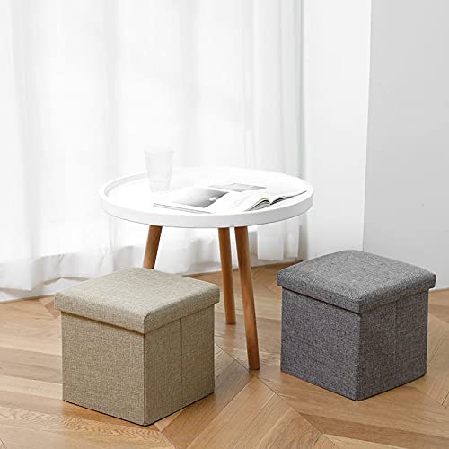 QIQI Cube Shape Sitting Stool with Storage Box Living Foldable Storage Bins Multipurpose Clothes Books and Toys Organizer with Cushion Seat Lid Size 30 X 30 X 30 cm - Image 2