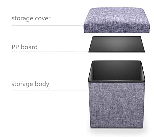 QIQI Cube Shape Sitting Stool with Storage Box Living Foldable Storage Bins Multipurpose Clothes Books and Toys Organizer with Cushion Seat Lid Size 30 X 30 X 30 cm - Image 5
