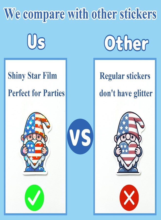 Auconda 100Pcs 4th of July Theme Waterproof Vinyl Glitter Holographic Stickers Patriotic Independence Day & Party Favors Decorations for Water Bottle Bumper Car Laptop Skateboard - Image 4