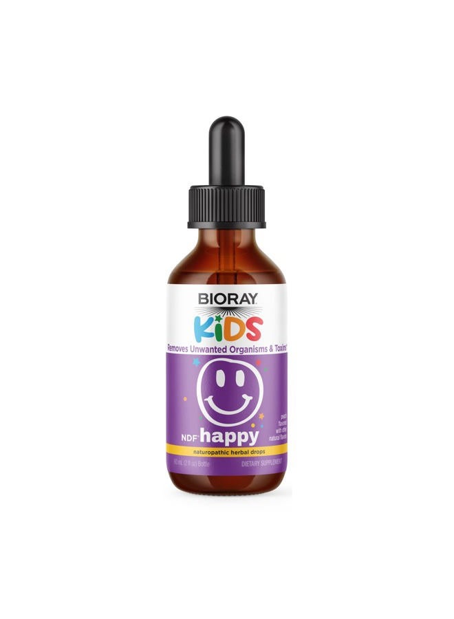 BIORAY Kids NDF Happy, Peach - 2 fl oz - Removes Unwanted Organisms That Can Trigger Irritability - 1-2 Month Supply - Image 1