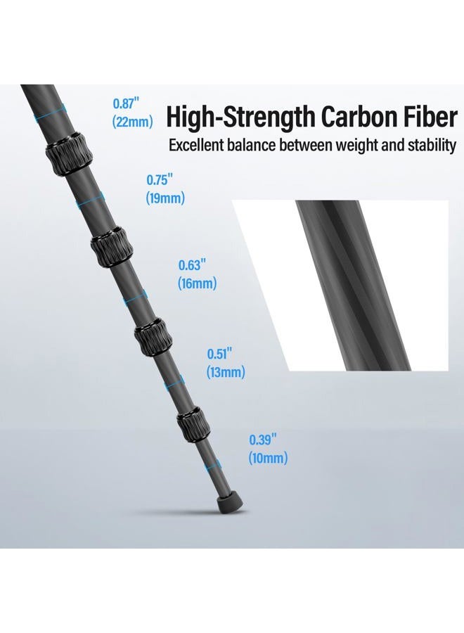 sirui Compact Traveler 5C Tripod 54.3 inches Lightweight Carbon Fiber Travel Tripod for Camera with 360° Panorama Ball Head for Arca Swiss Quick Release Plate, Max Load 8.8lbs  - Image 5