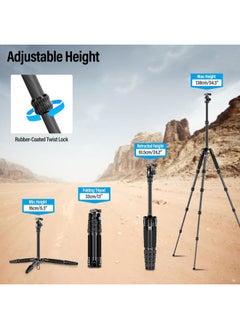 sirui Compact Traveler 5C Tripod 54.3 inches Lightweight Carbon Fiber Travel Tripod for Camera with 360° Panorama Ball Head for Arca Swiss Quick Release Plate, Max Load 8.8lbs  - Image 3