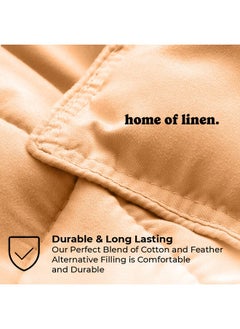 Home of linens Cotton - Plain - 3 Pieces Heavy Comforter Set - 2.8Kgs - Down Alternative Filling - (For Matress 100cm/120cm) - Size (180cm x 240cm) + 2 Pillow Case Covers (50cm x 70cm) - Peach  - Image 3