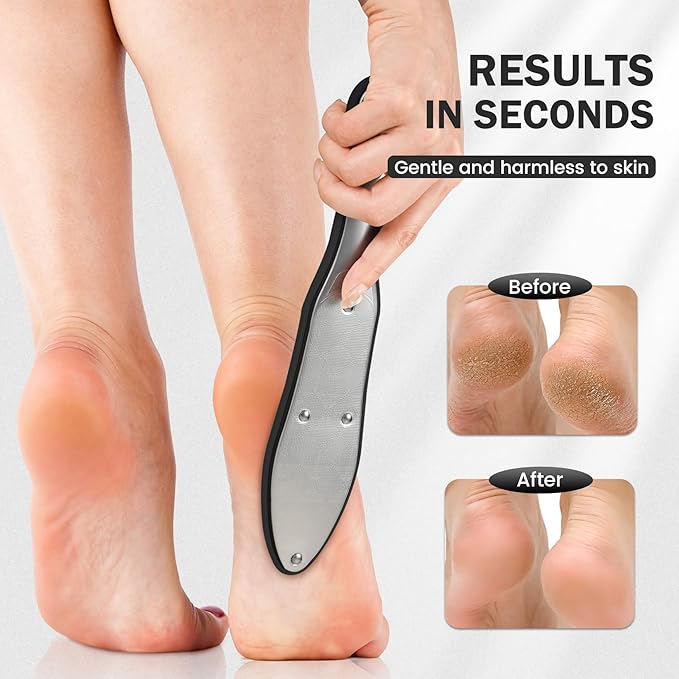 BEZOX Heavy Duty Stainless Steel Full Body Foot File Professional Double Side Pedicure File Dead Hard Cracked Skin Calluses Remover Portable Foot Care ToolGreen - Image 3