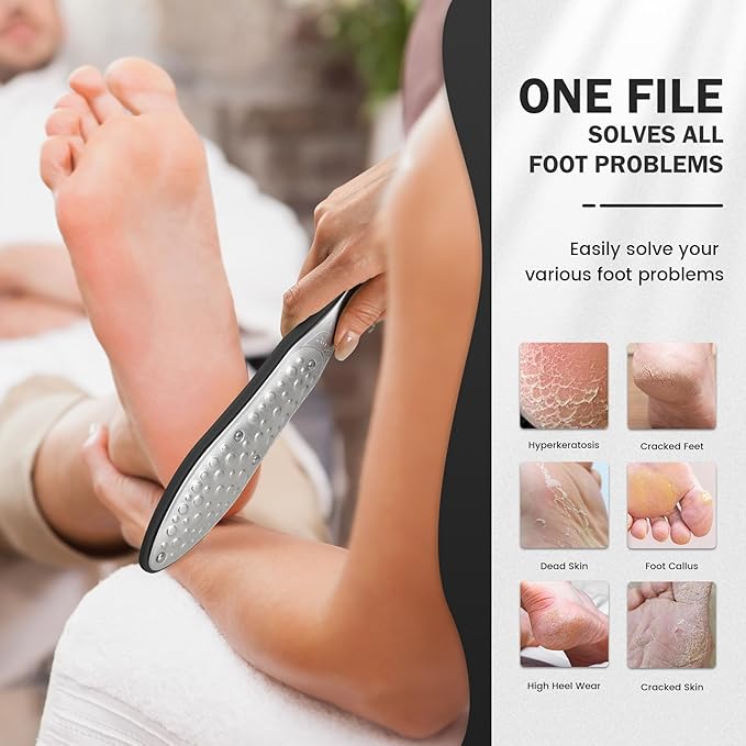 BEZOX Heavy Duty Stainless Steel Full Body Foot File Professional Double Side Pedicure File Dead Hard Cracked Skin Calluses Remover Portable Foot Care ToolGreen - Image 2